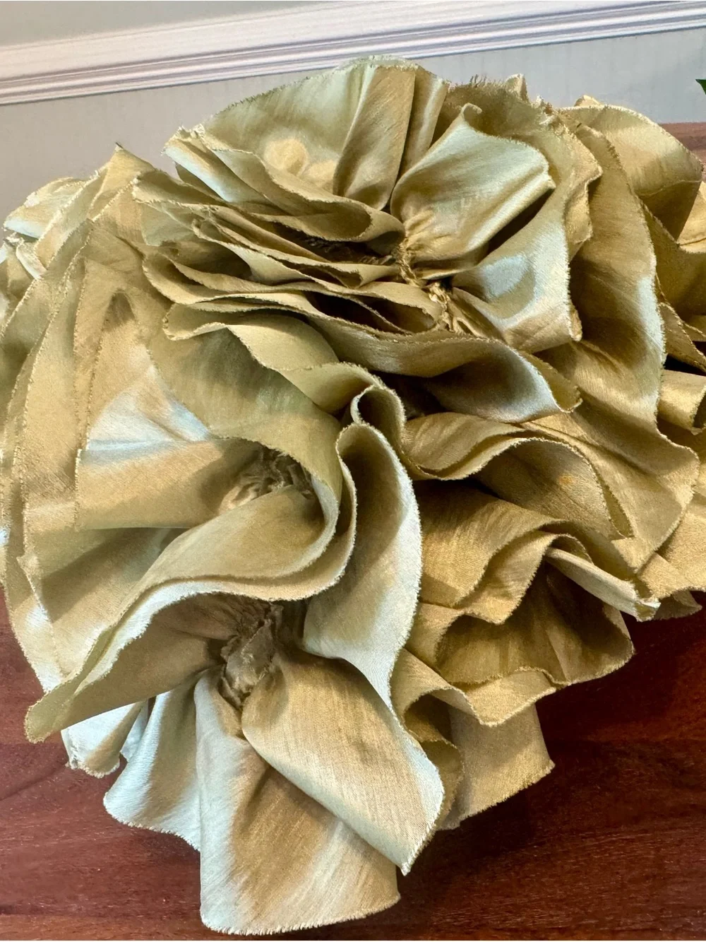 Pier 1 Imports Ruffled Satin Throw Pillow Cover Sage Green 12x12 Textured Layers